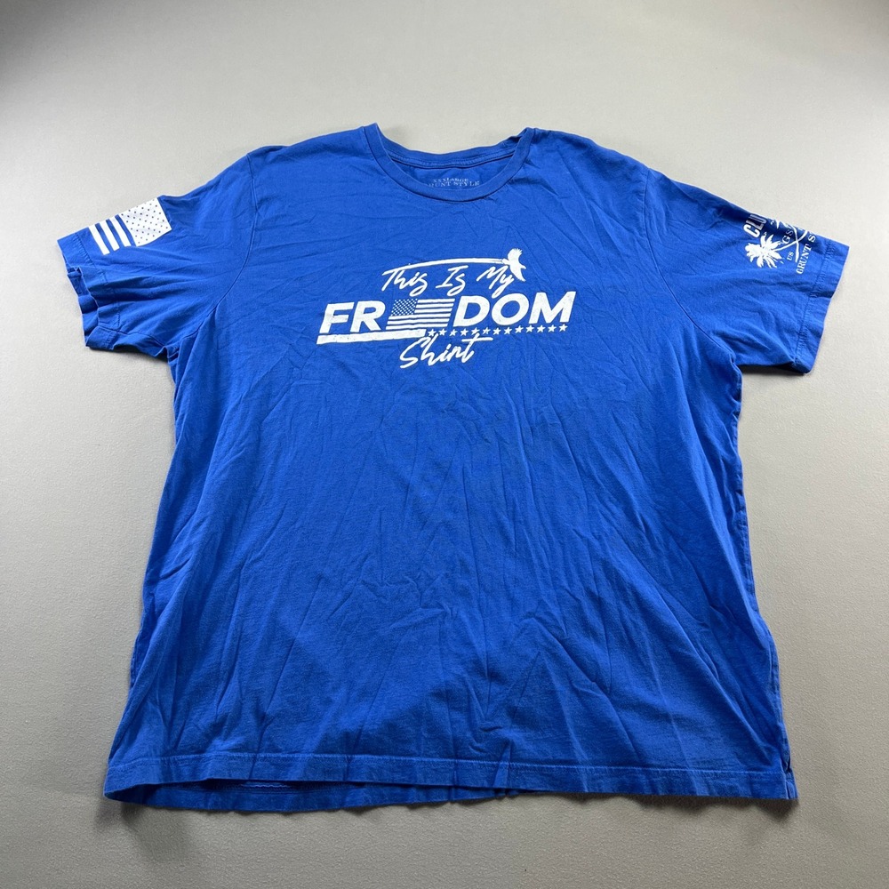 Grunt Style Club This Is My Freedom T Shirt Mens 3XL Blue American Flag Cotton